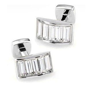 Diamond-Colored Swarovski Crystal Arch Cufflinks